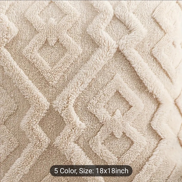 Geometric Patterned Cream Pillow - Picture 2 of 2